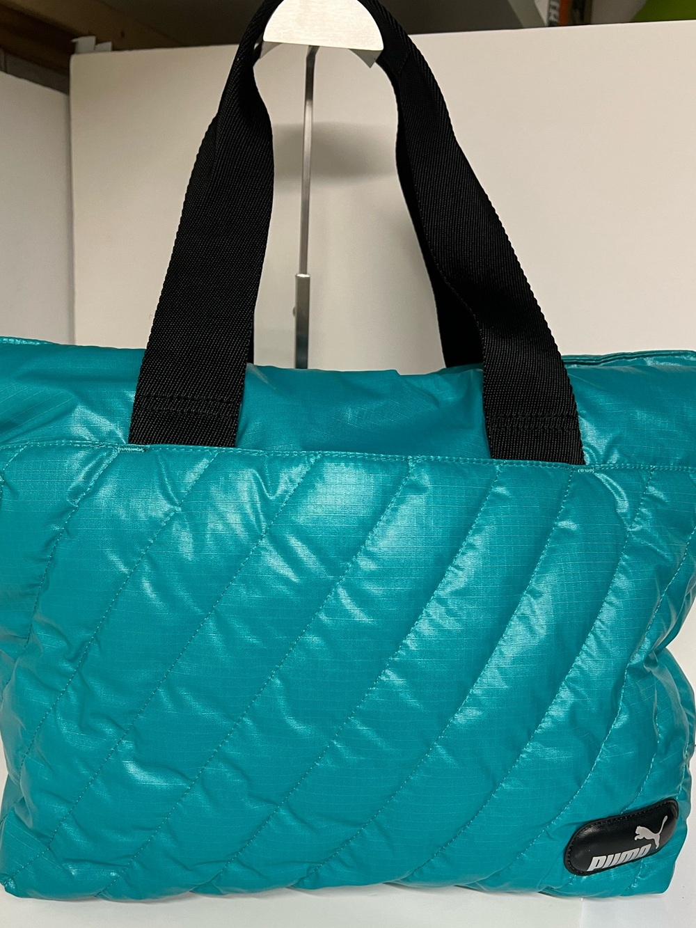 Puma Turquoise Quilted Tote Bag